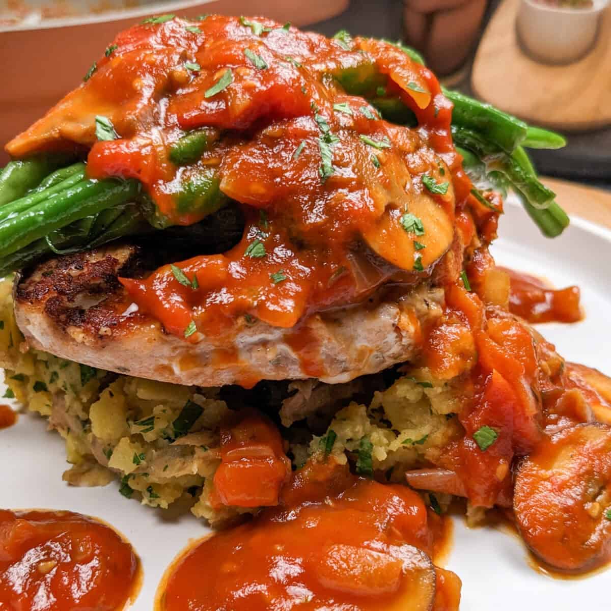 Smothered Pan Seared Salmon Salisbury Steaks - Just Maika Cooking