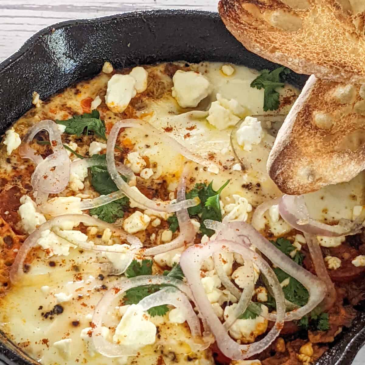 Harissa Egg & Toast with Feta Cheese and Olive Oil - Just Maika Cooking