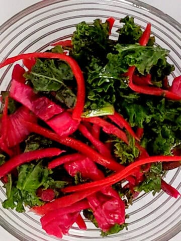Kale Salad and Vegetables in a Bowl