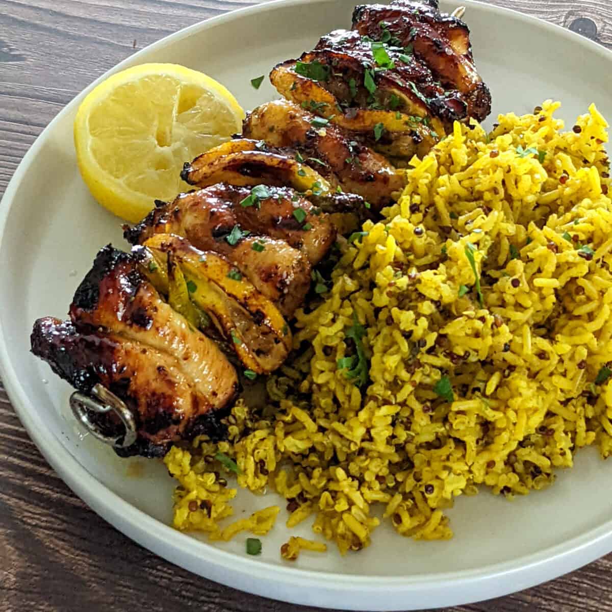 Hot Honey Lemon Chicken Skewers with Asparagus - Just Maika Cooking