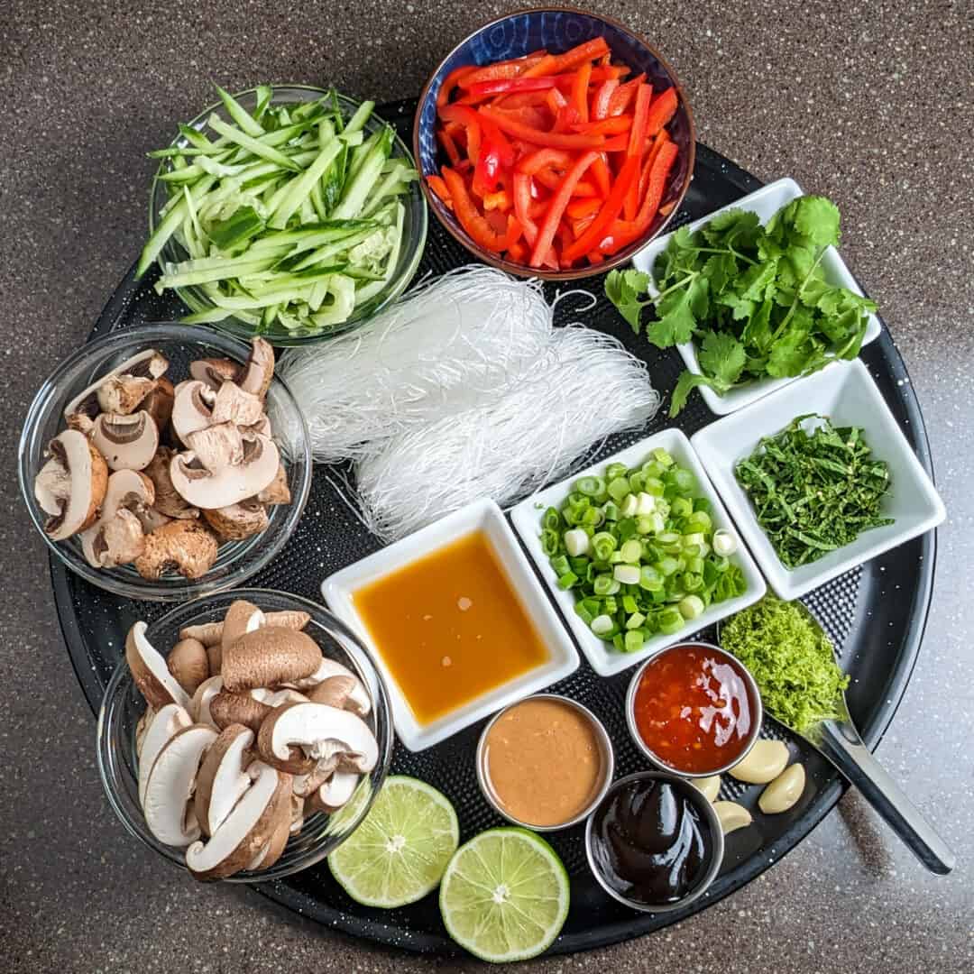 Fresh Hoisin Mushrooms Noodle Bowl with Spicy Peanut Sauce Just Maika