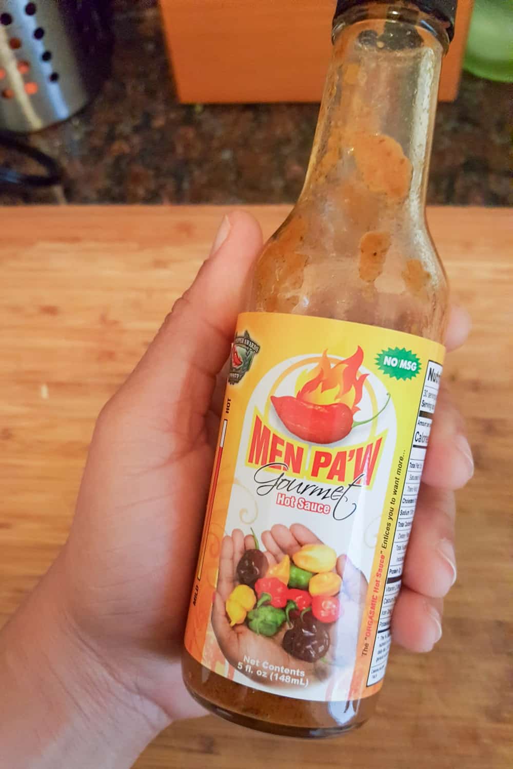 men paw sauce a hot pepper sauce created by a Haitian chef.