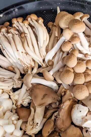 mixed mushrooms on a round tray
