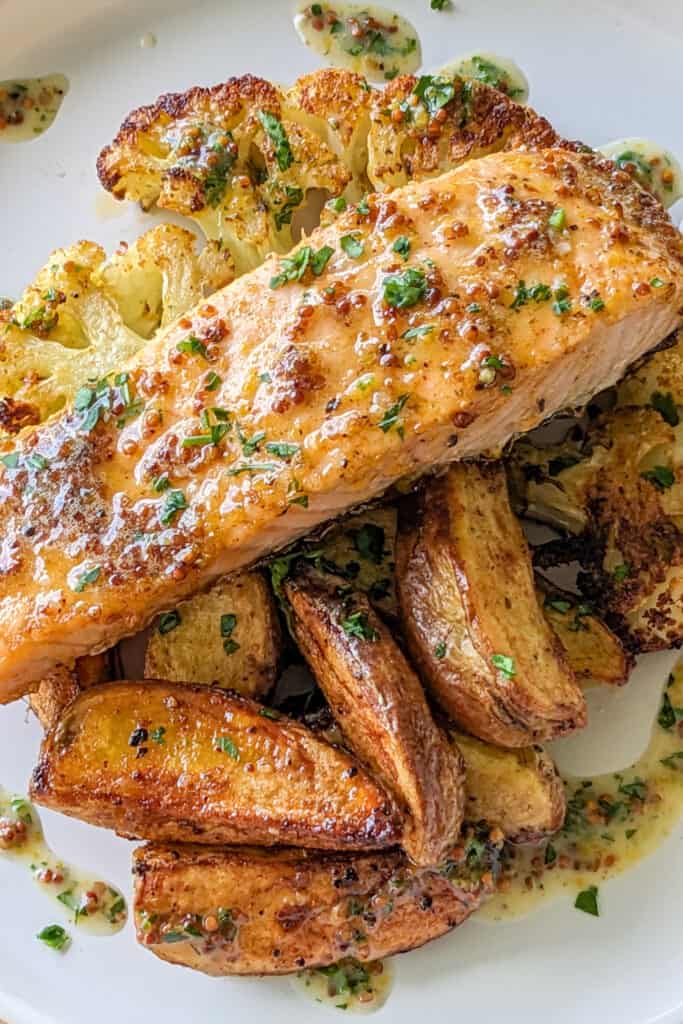 Baked Cajun Honey Mustard Salmon w/ Cauliflower & Potatoes - Just Maika ...