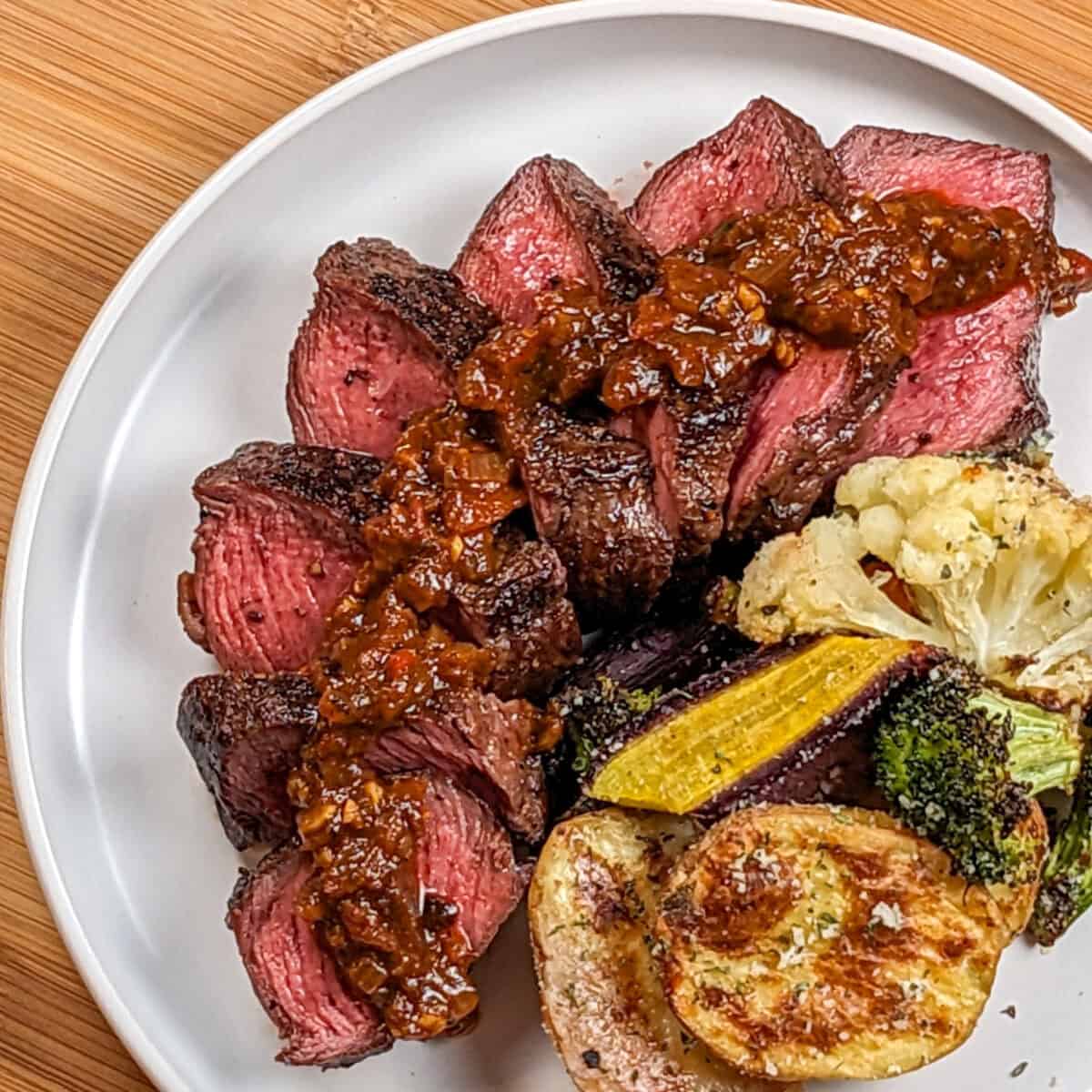 Pan-Seared Sirloin Steak with Spicy Baharat Sauce - Just Maika Cooking