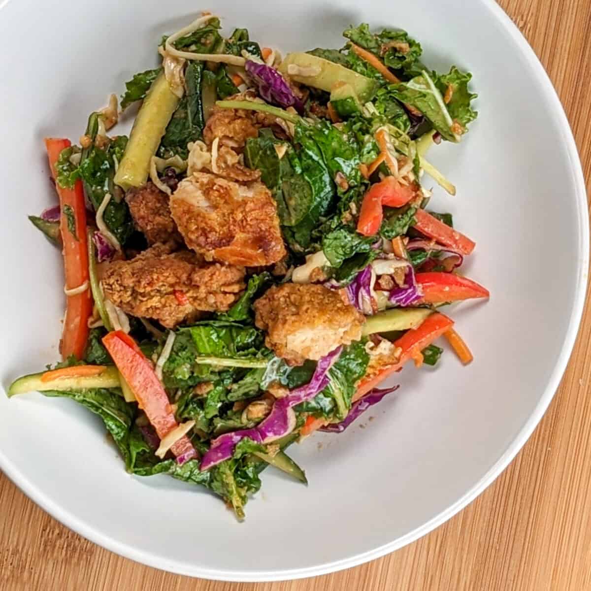 Sweet Chili Peanut Chicken Tender salad - Just Maika Cooking