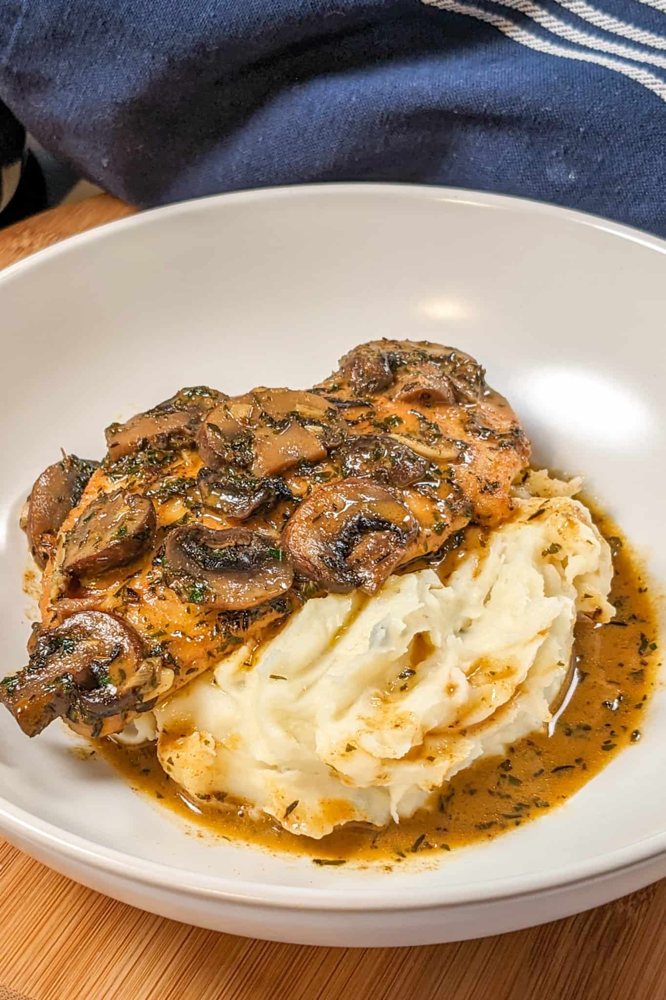 side top view of the Easy Spicy Creamy Coconut Mushroom Chicken with Rum recipe