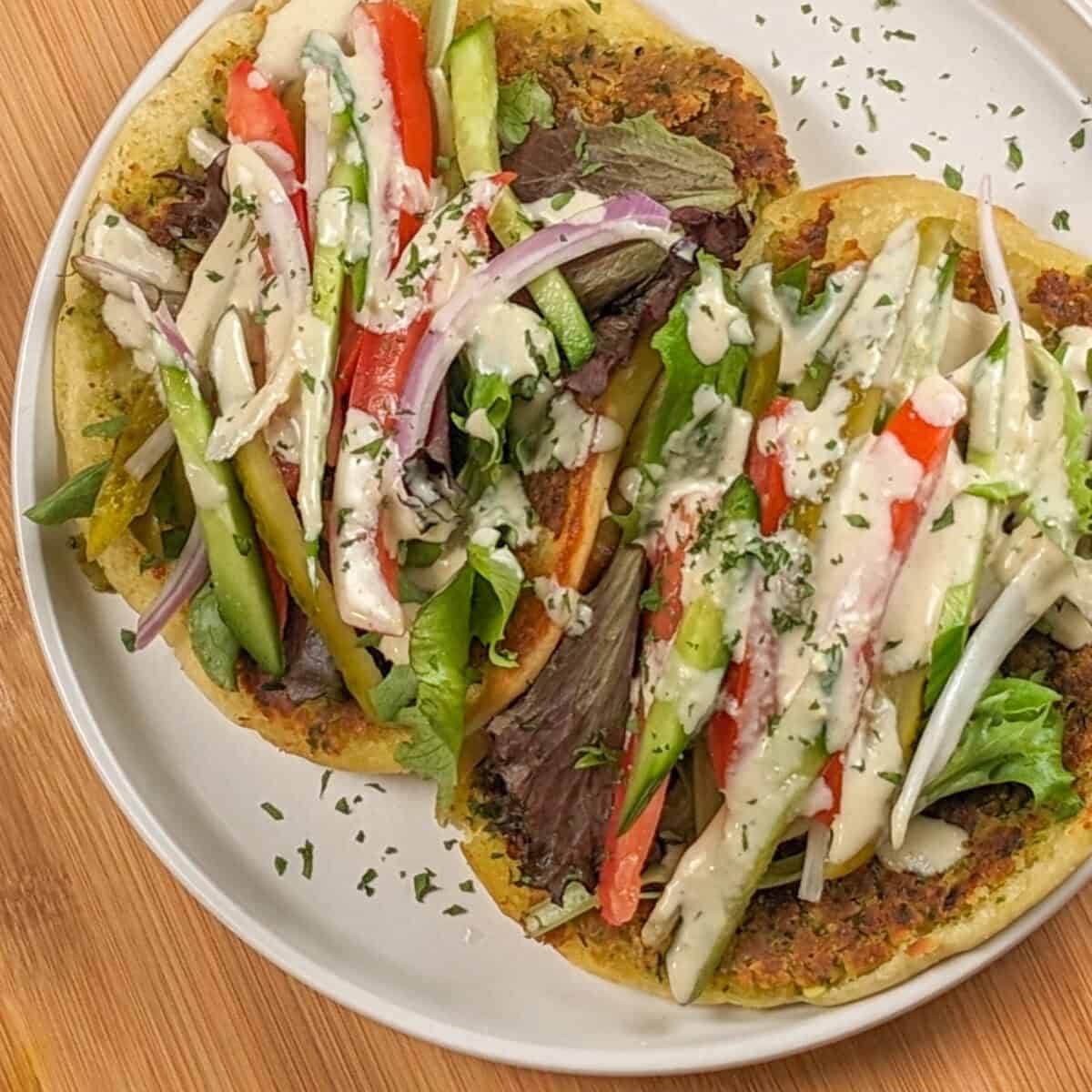 Spicy Falafel Pita Sandwich & Lemon Tahini Dressing - Just Maika Cooking