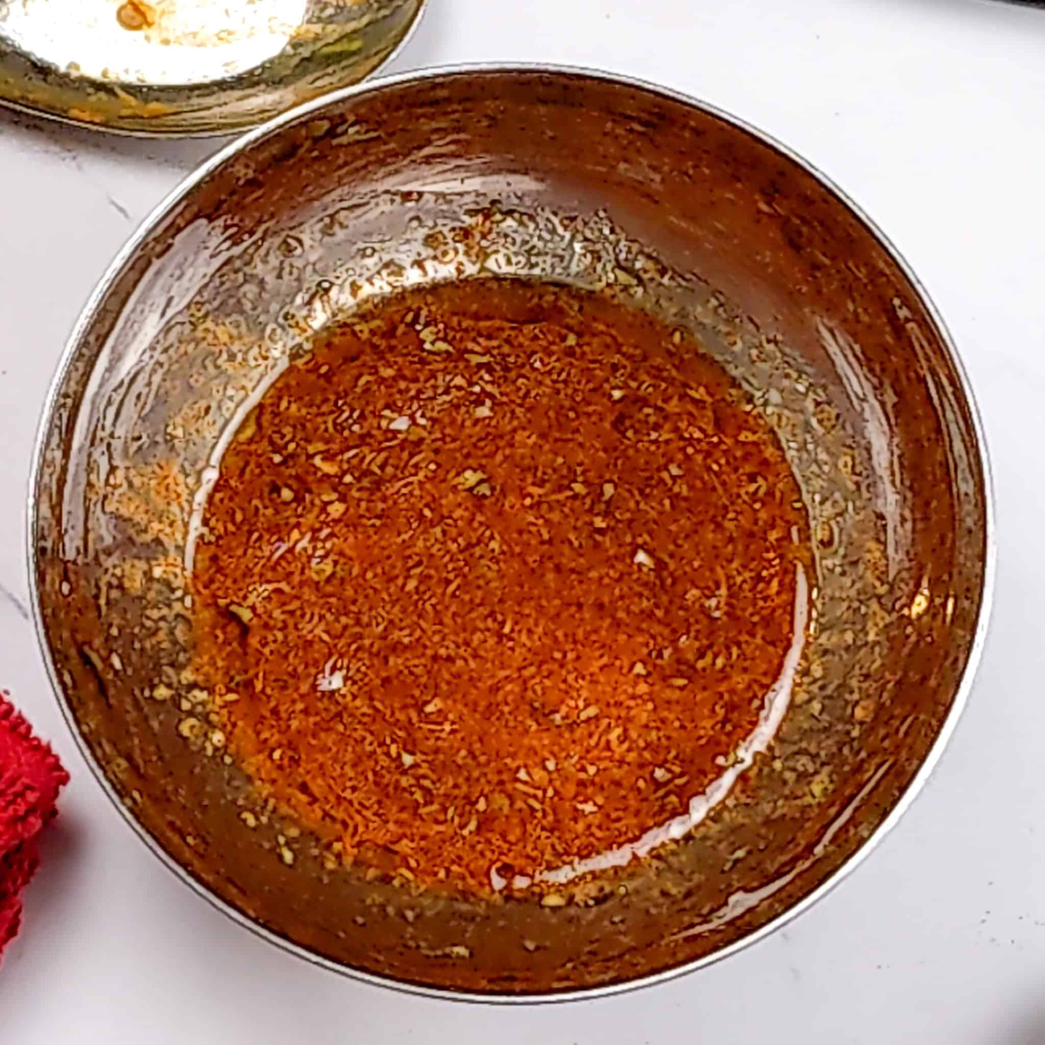 the wet adobo seasoning for the Air Fryer Habanero Adobo Salmon and asparagus in a small stainless steel bowl.