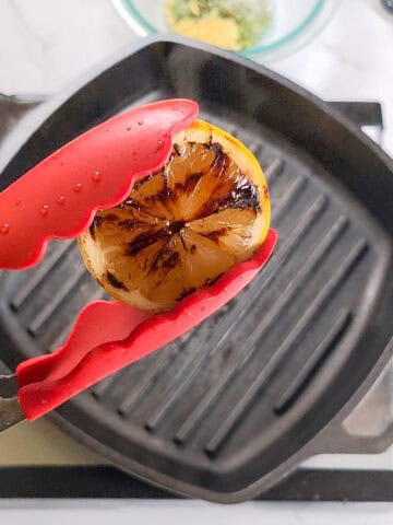 grilled lemon close up.