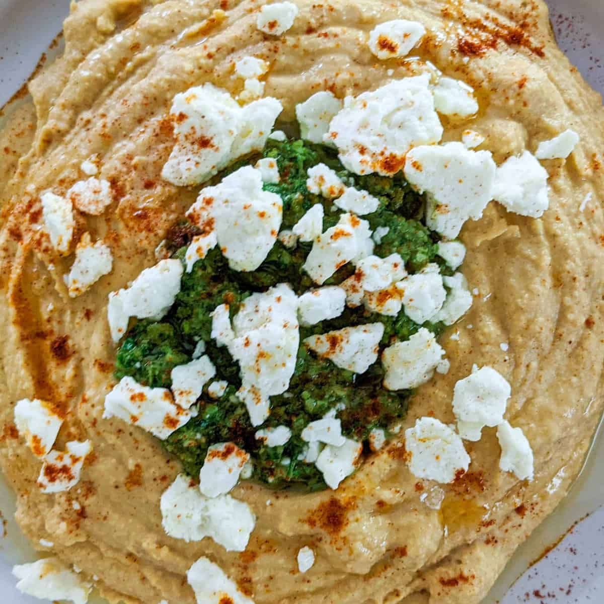 Spicy Zhug Hummus with Feta – Twist on Classic Hummus - Just Maika Cooking