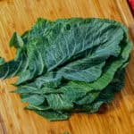 stacked collard green leaves.