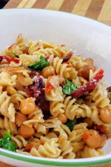 Calabrian Chickpea Pasta in a bowl.