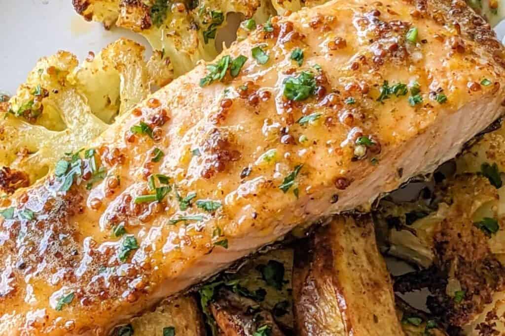 Baked Cajun Honey Mustard Salmon w/ Cauliflower & Potatoes - Just Maika ...