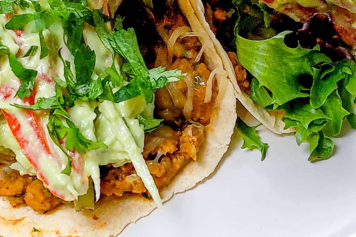 Salsa Verde protein packed ground turkey and bean tacos.