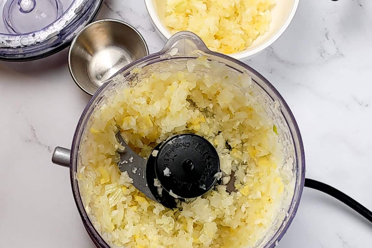 garlic ginger paste in a kitchenaid food processor.