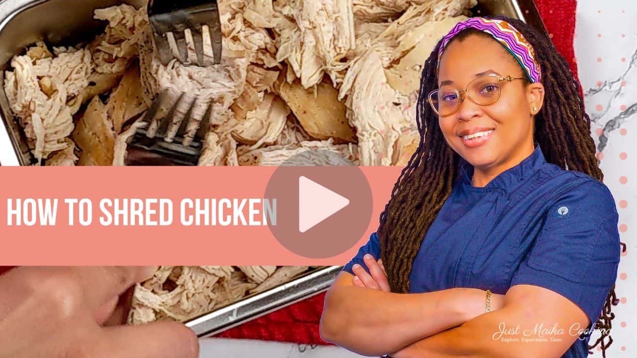 youtube thumnbnail for shredding chicken.