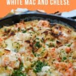 shrimp white mac and cheese pinterest pin.
