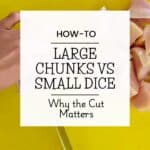 how to pinterest pin for cutting chicken into large chunks and small dices.