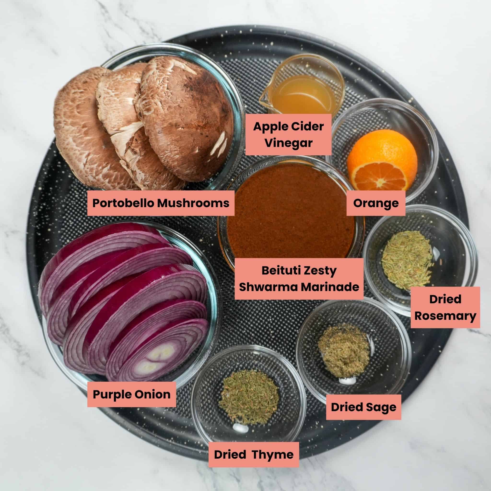 ingredients for the Beituti Holiday Steak Shawarma recipe.