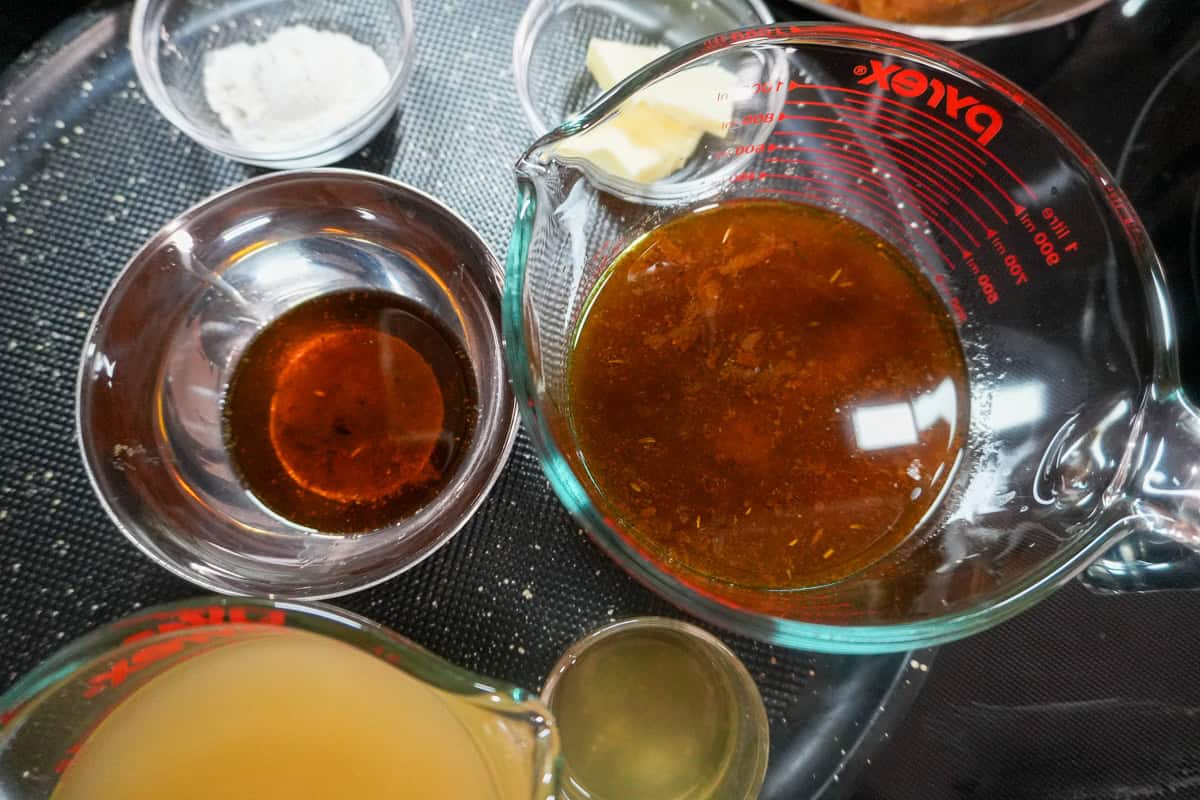 bowl of removed oil from the shawarma drippings.