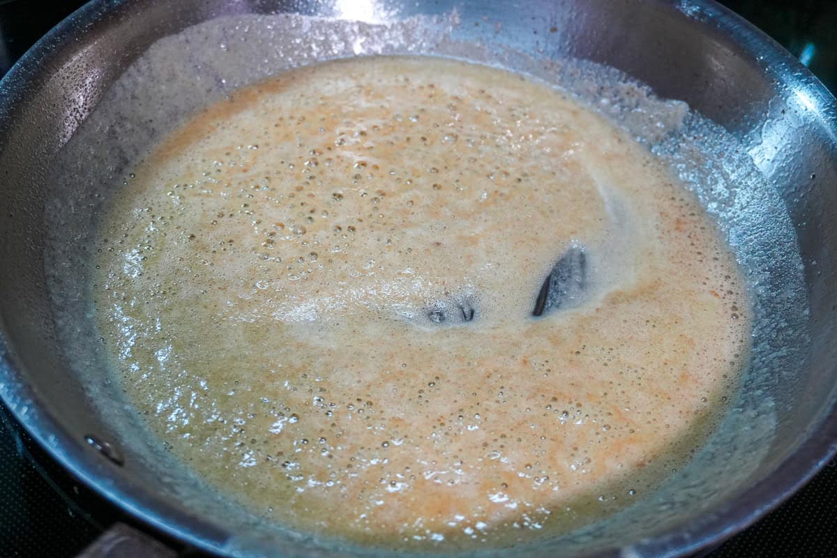 roux in a skillet.