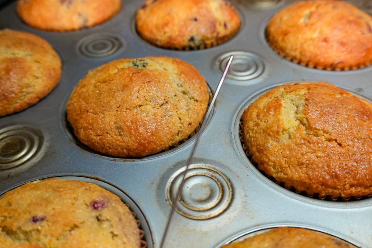 cake tester dry with only berry juice.