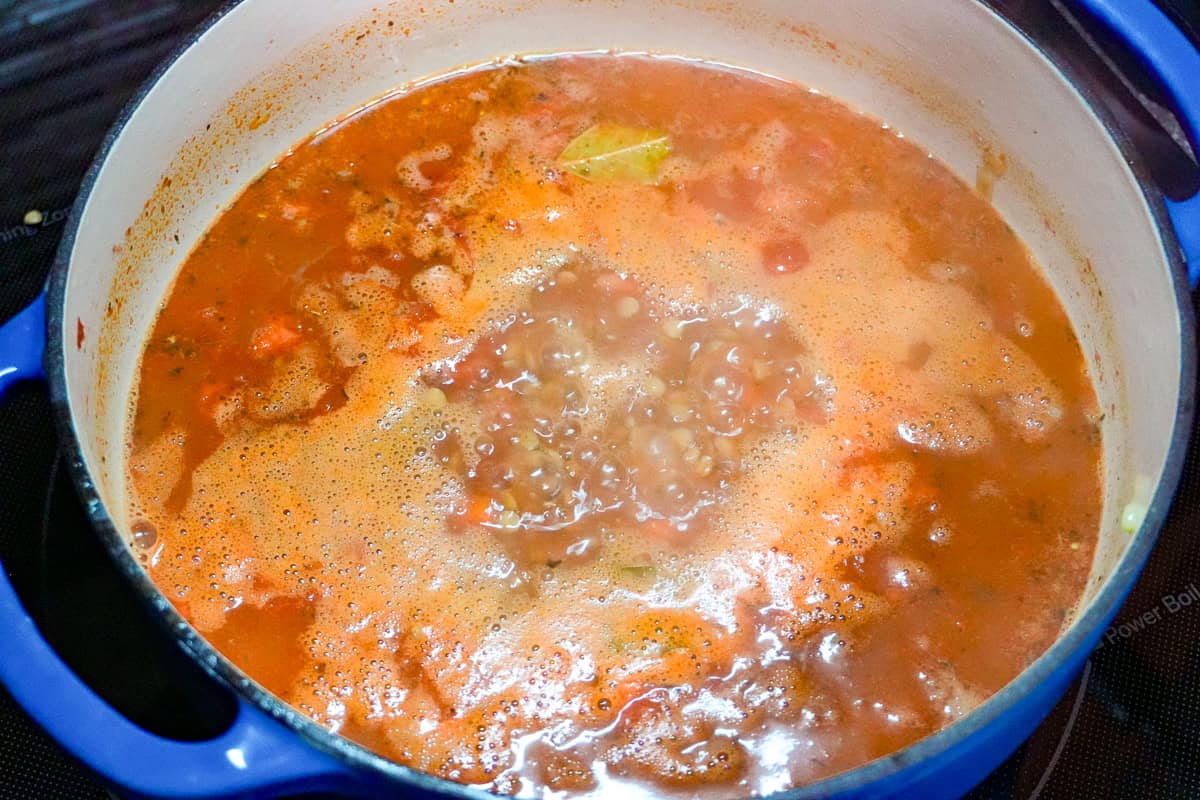 soup base simmering.