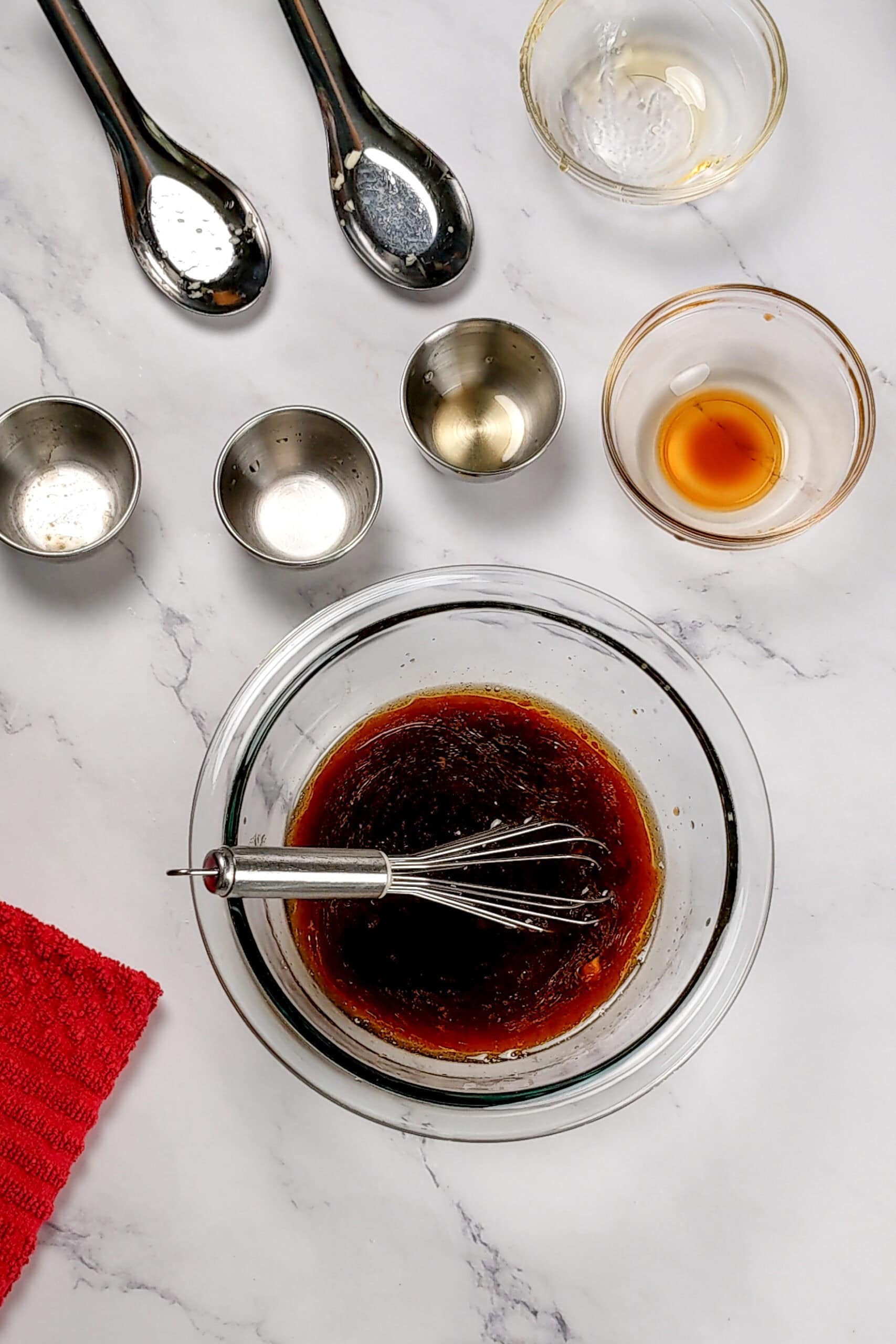 the finished Spicy Sesame Soy Dressing in a bowl.