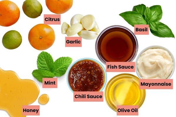 ingredients for the Citrus Chili Sheet Pan Sauce.