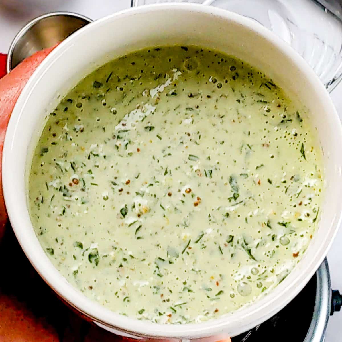 Lemon Dijon Mustard Remoulade in a ramekin.