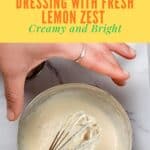 Pinterest pin for the lemon tahini dressing recipe.