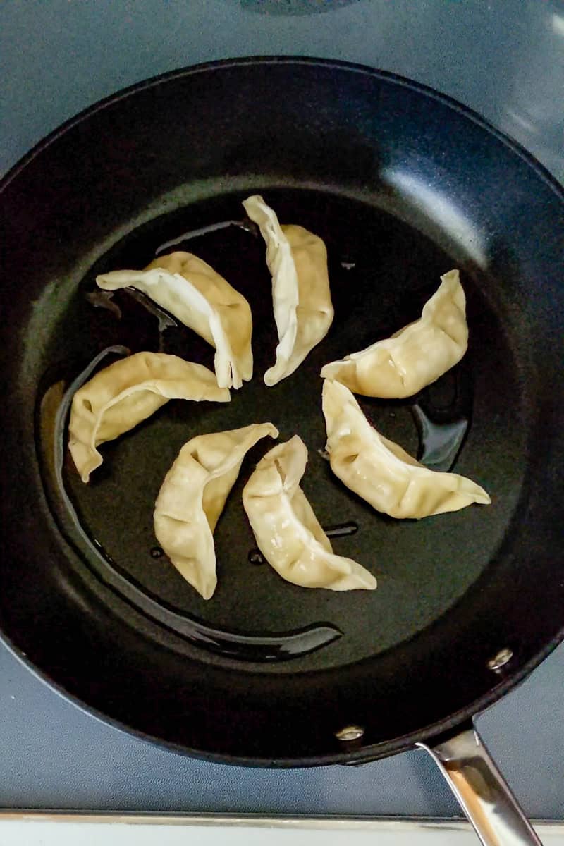 dumplings arranged into a pinwheel.