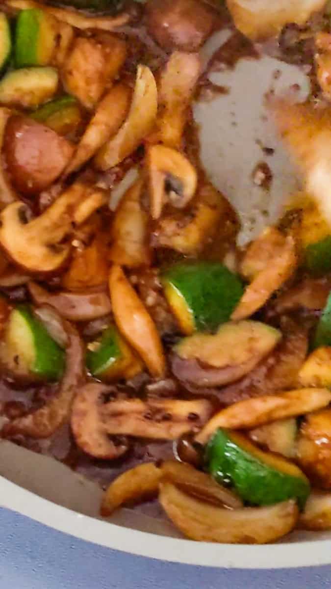 sauced completed hibachi style vegetables.