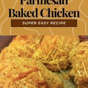 Golden crispy garlic parmesan baked chicken, perfect for a flavorful dinner or lunch.