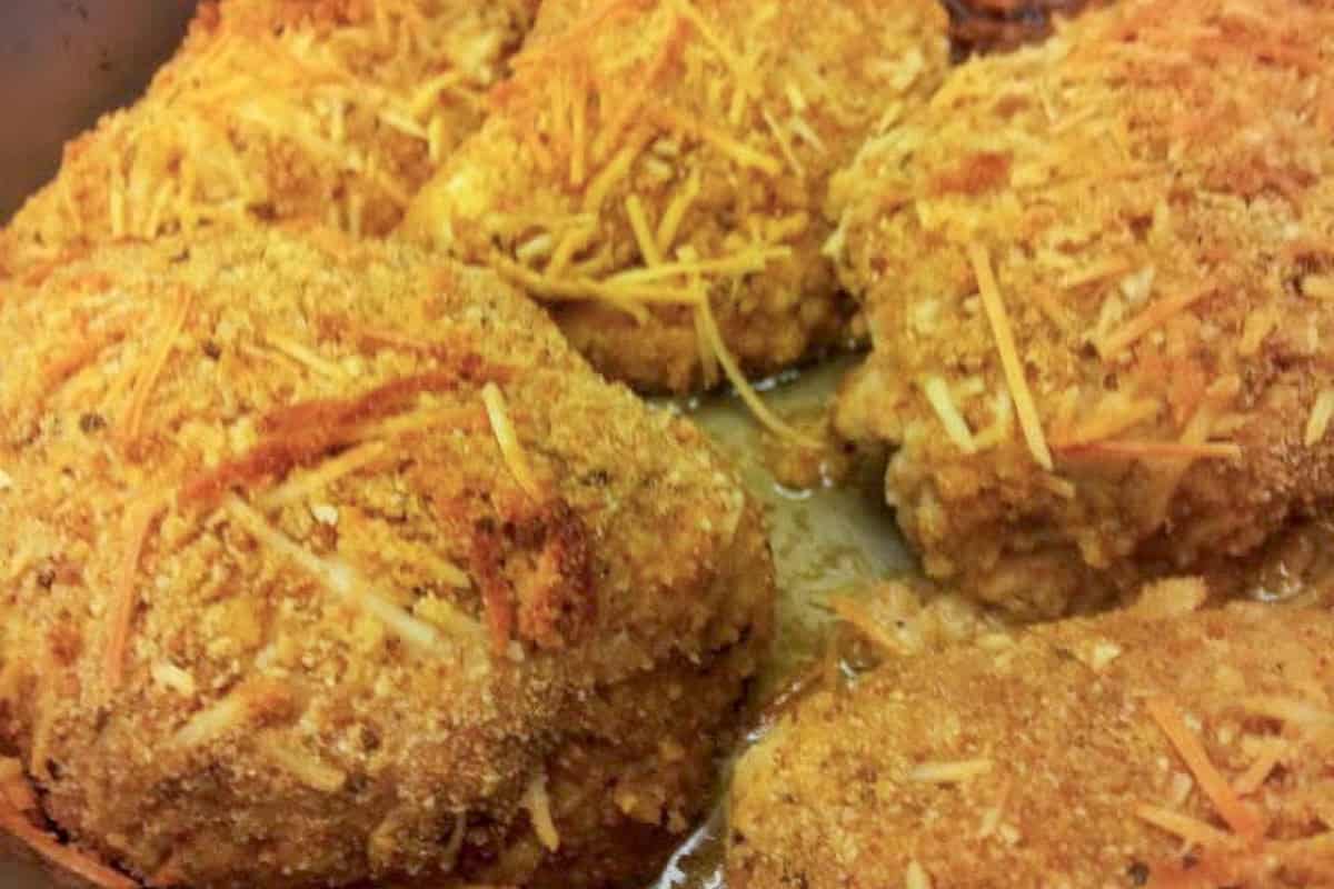 Original Parmesan baked chicken dinner from my cooking archives.