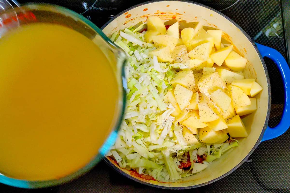broth added to vegeatables.