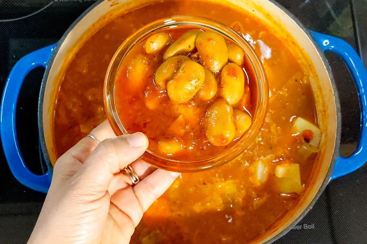 adding greek beans.