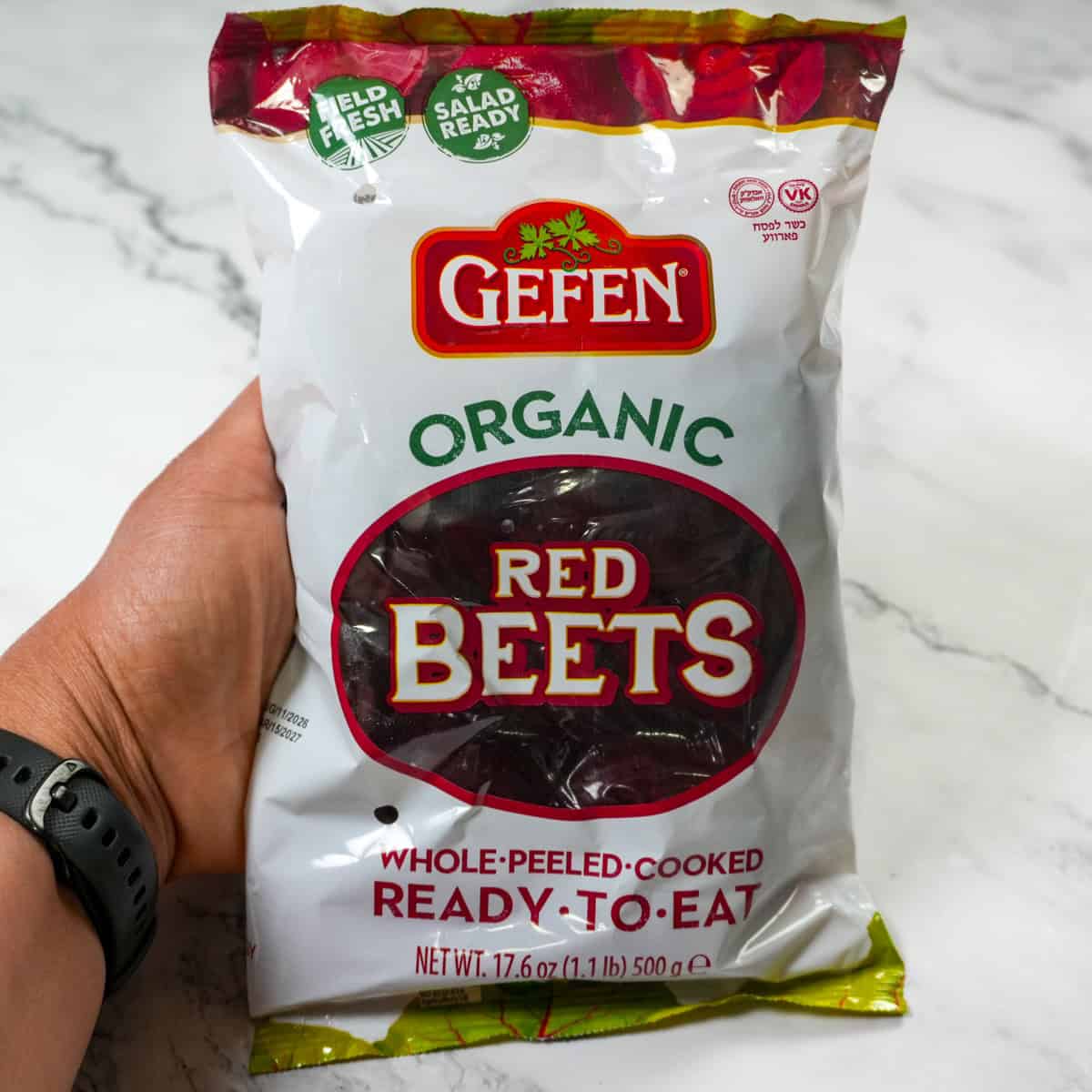 a bag of gefen organic red beets.